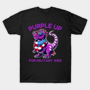 Purple Up For Military Kids Month Of Military Child T-Rex T-Shirt